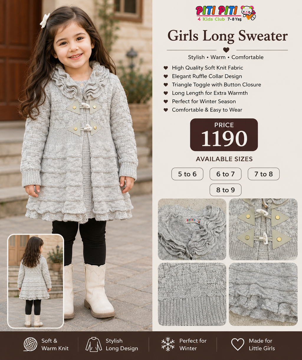 Girls Long Winter Sweater – Piti Piti