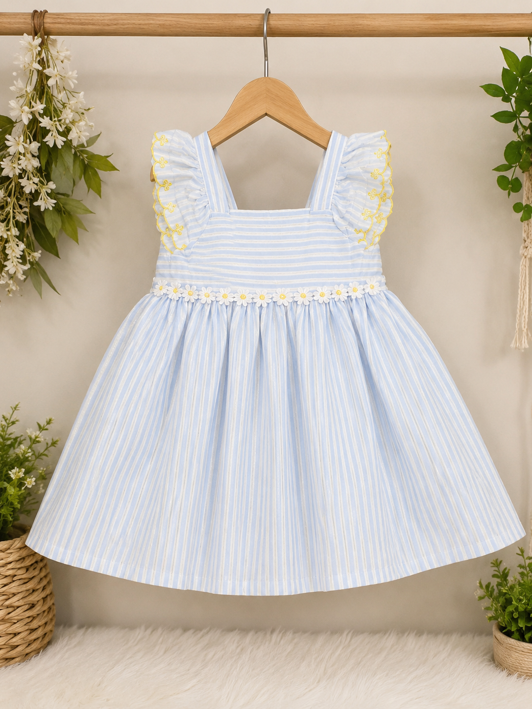 GAS Girls Sky Blue Sunflower Dress – Premium Cotton | Like New