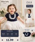 Milan Baby Girls Navy & White Tulle Dress