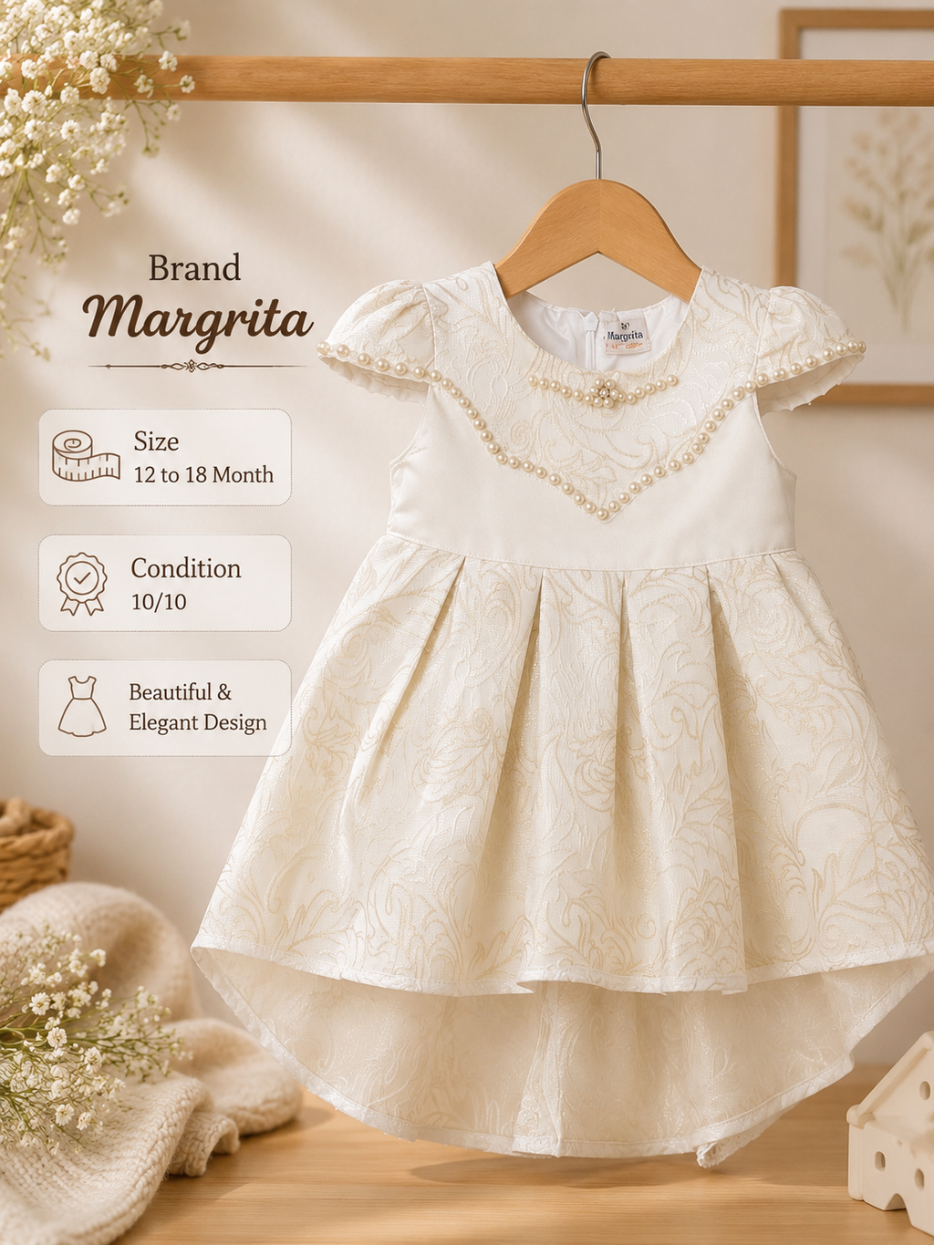 Margrita Girls Premium Party Frock – 12 to 18 Months | Preloved | Like New