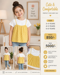 Girls Yellow Layered Cotton Top | Soft & Comfortable