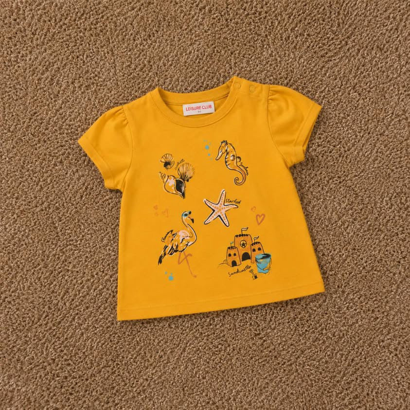 Leisure Club Girls Printed T-Shirt – Size 6–9 Months | Excellent Condition