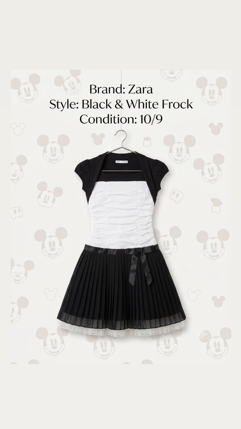 Zara Black & White Girls Dress – Condition 9/10