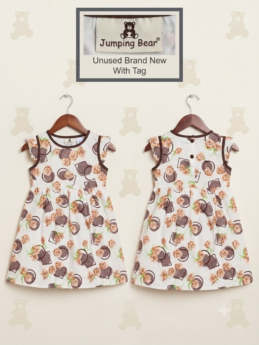 Jumping Bear White Floral Girls Dress | Unused with Tag