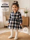 KIABI Black & White Checkered Button Front Dress for Girls