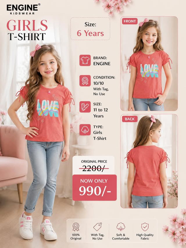 Engine Girls Graphic T-Shirt with Tag – Size 11–12 Years | Brand New (10/10)