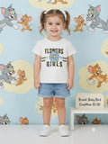 Baby Bird Girls White Floral Graphic Cotton T-Shirt | Soft & Comfortable | 10/10 Condition
