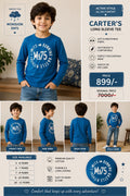Carter's Blue Graphic Long Sleeve Cotton Tee – Boys