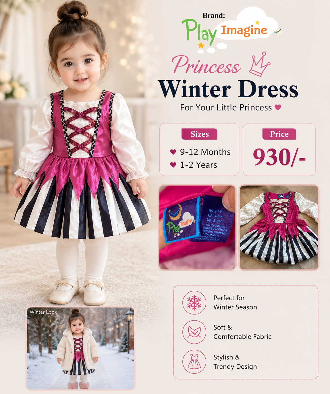 Play Imagine Girls Princess Winter Dress
