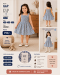 GAP Girls Blue Floral Smocked Cotton Dress