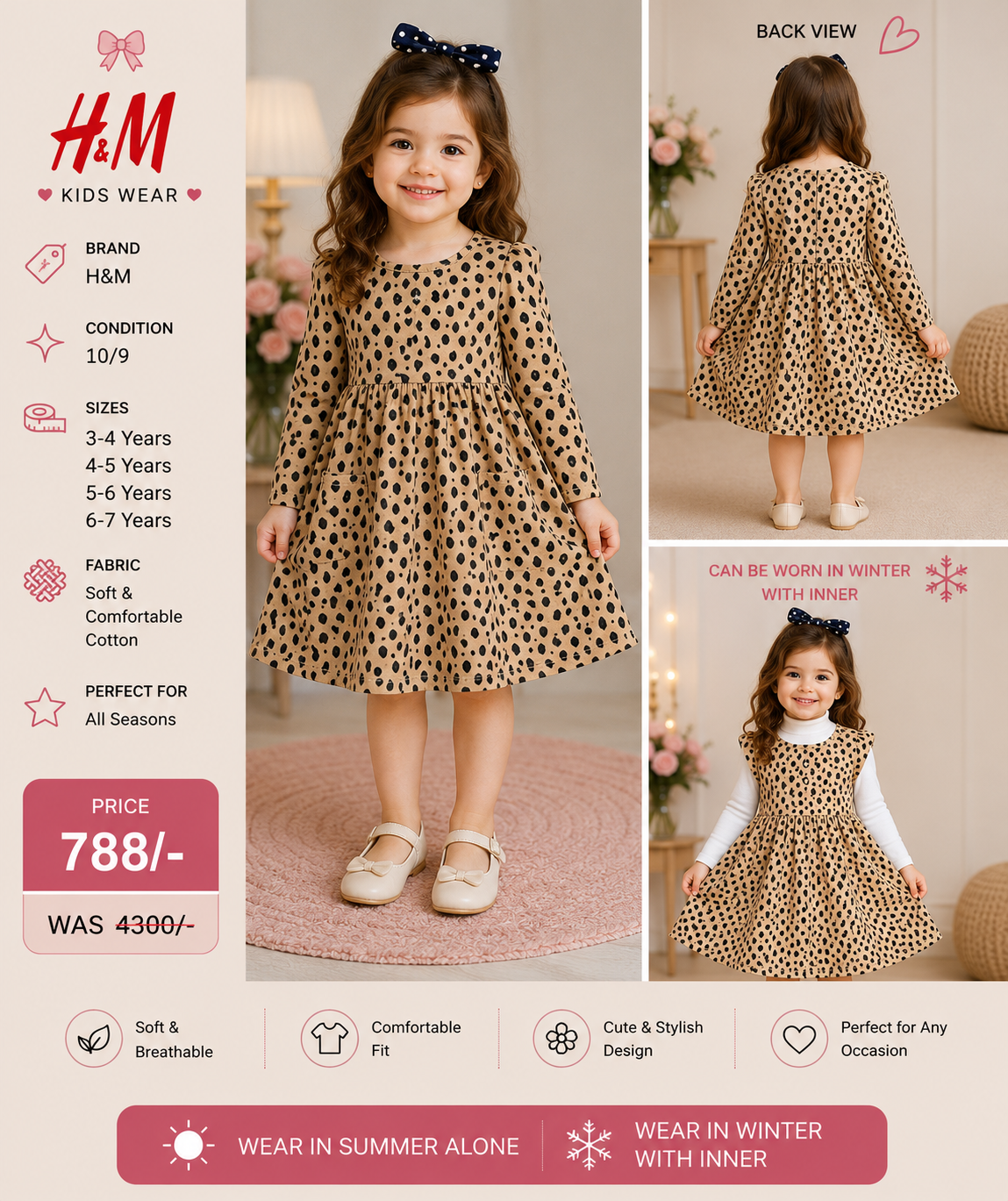 H&M Leopard Print Cotton Dress