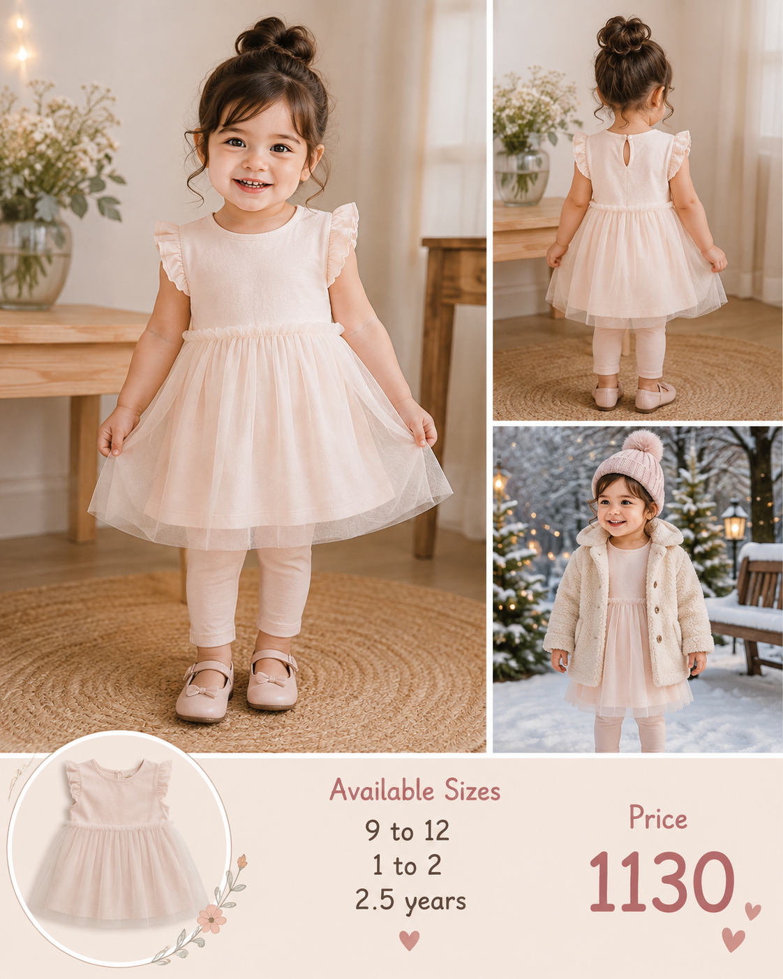 H&M Girls Soft Pink Tulle Frock