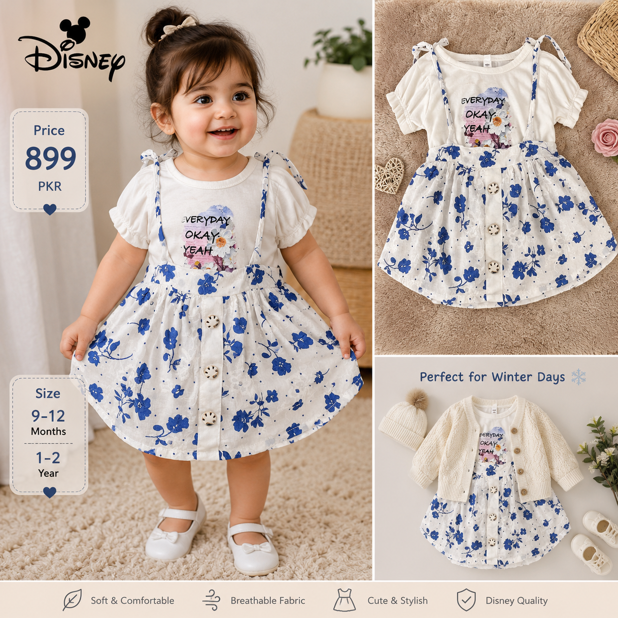Disney Floral Skirt & Top Set
