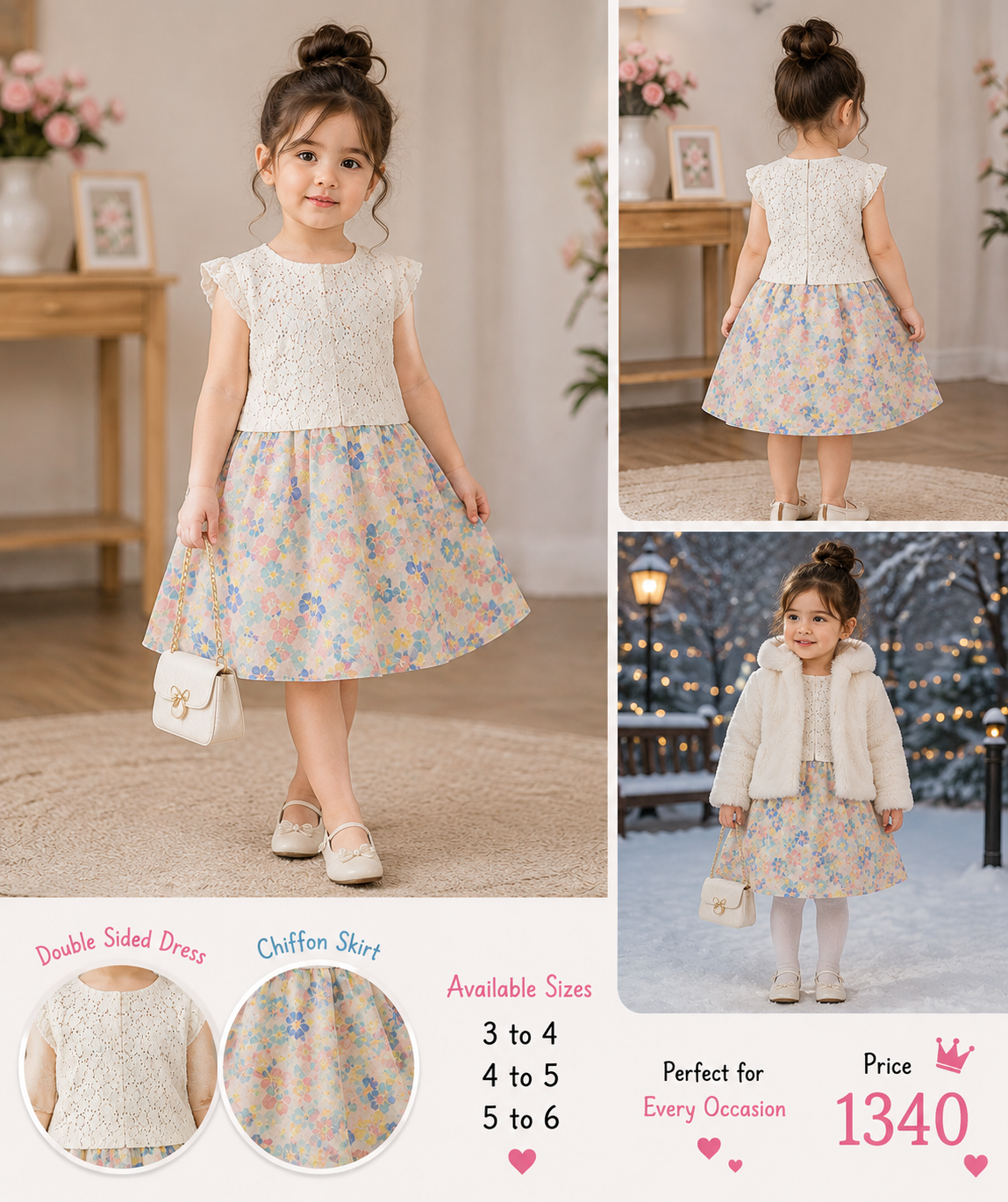 Girls Floral Chiffon Skirt Dress frock