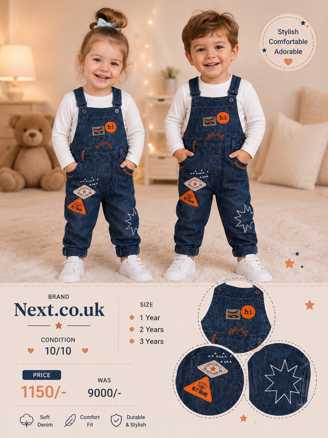 Next.co.uk Kids Denim Dungaree – Unisex