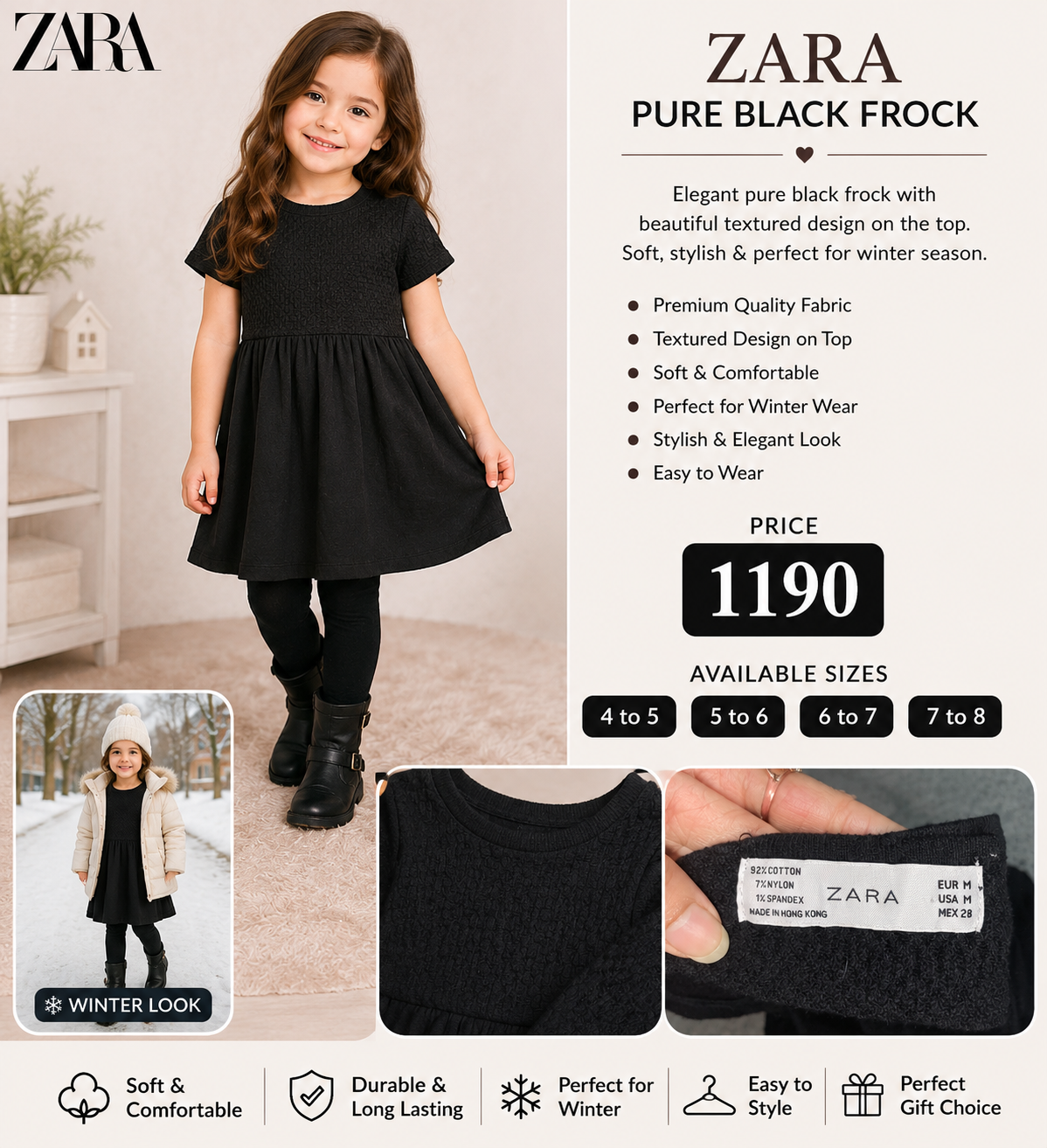ZARA Girls Black Frock 🖤