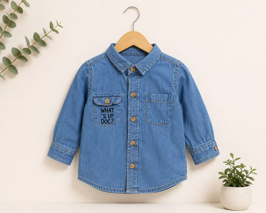 Kids Blue Denim Button-Up Shirt