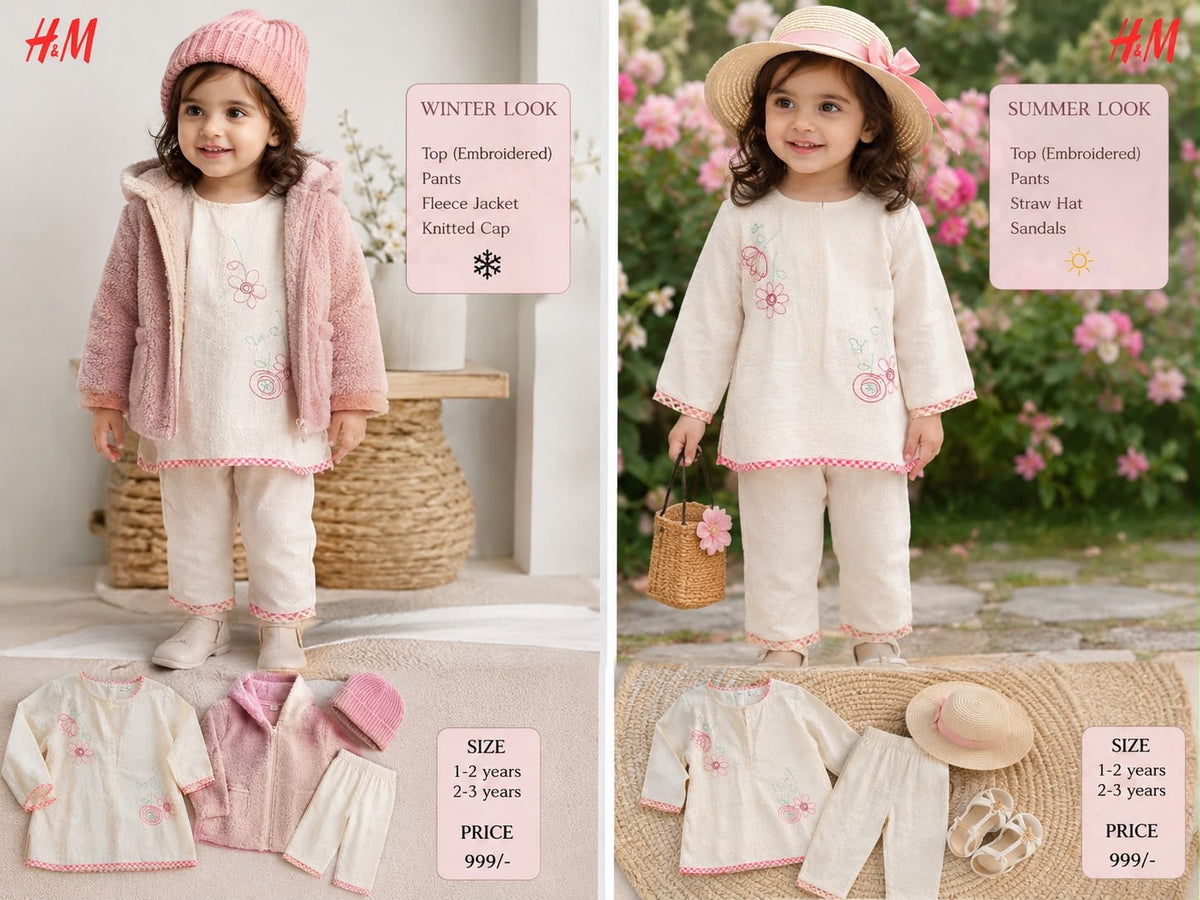 H&M Embroidered 2-Piece Girls Set