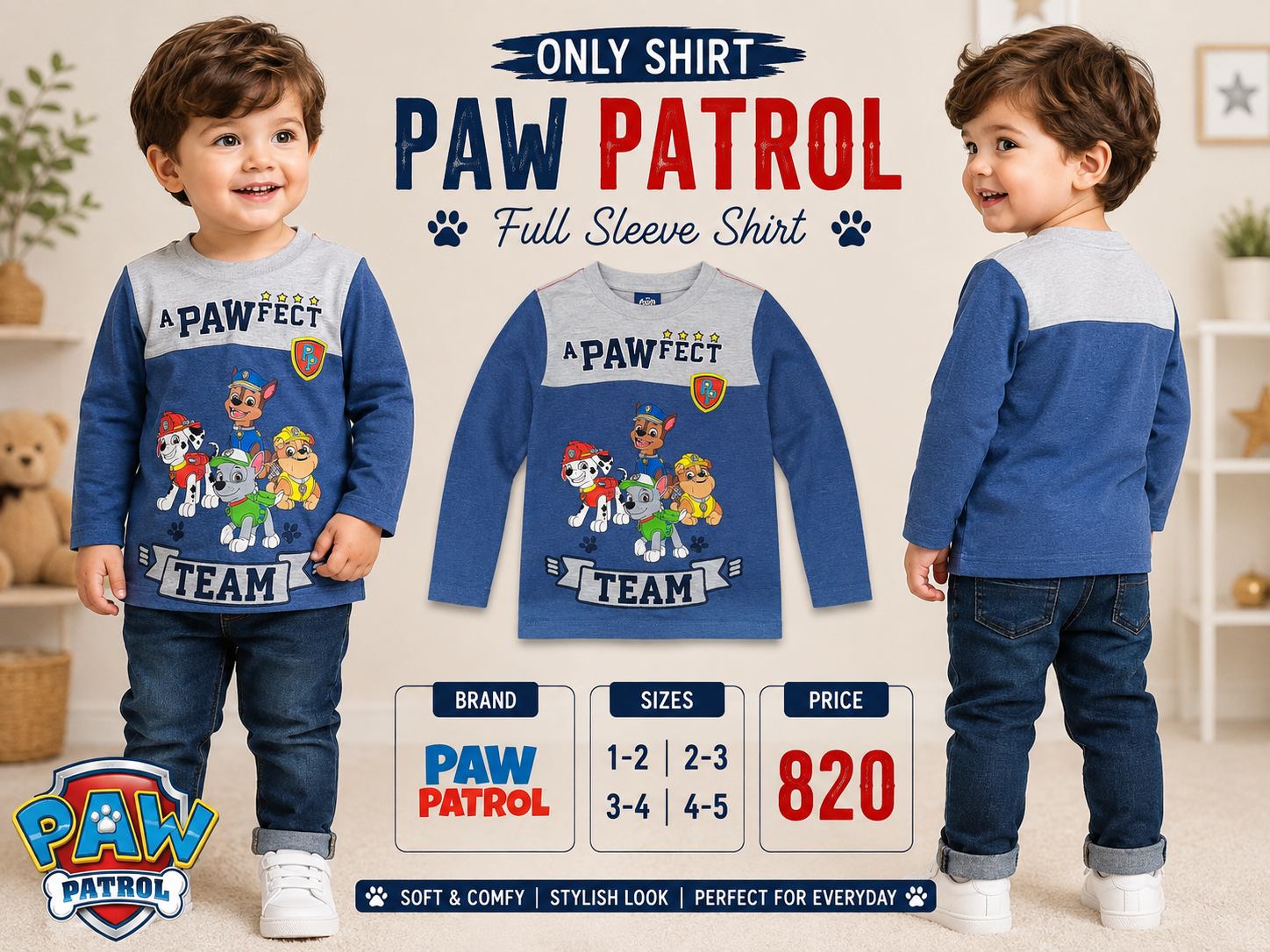Paw Patrol Kids Full Sleeve Printed Shirt