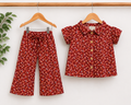 Girls Red Floral Printed Co-Ord Set