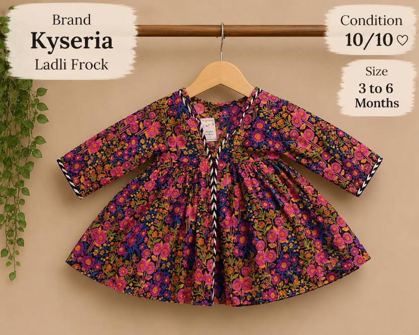 Kyseria Ladli Floral Baby Frock | 3–6 Months | Preloved | 10/10 Condition
