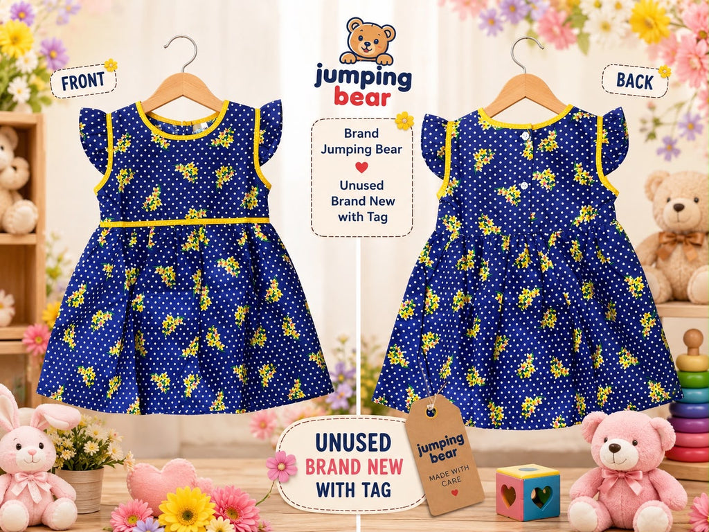 Jumping Bear Blue Polka Dot Girls Dress | Unused with Tag