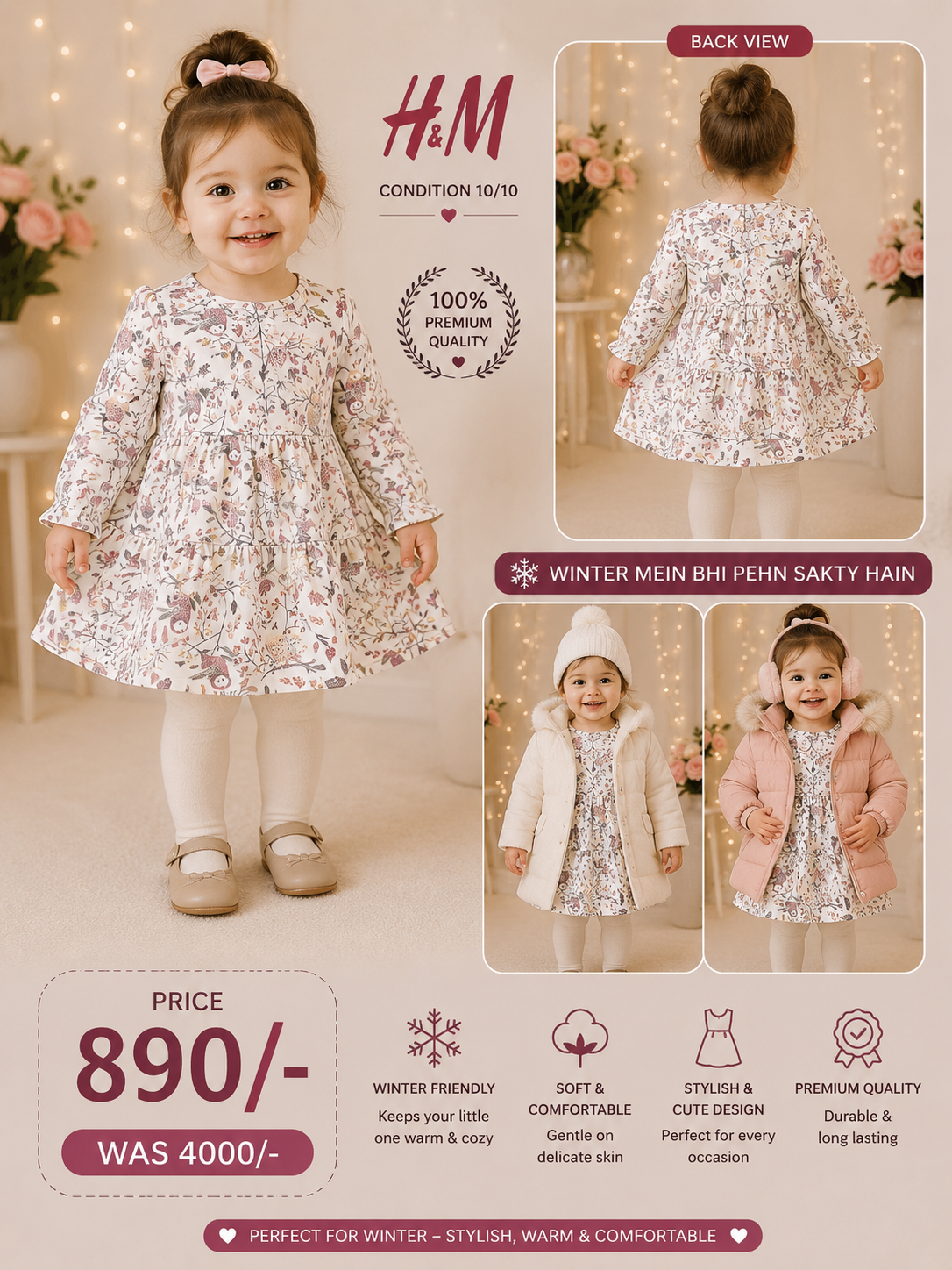 H&M Woodland Print Tiered Dress for Baby Girls