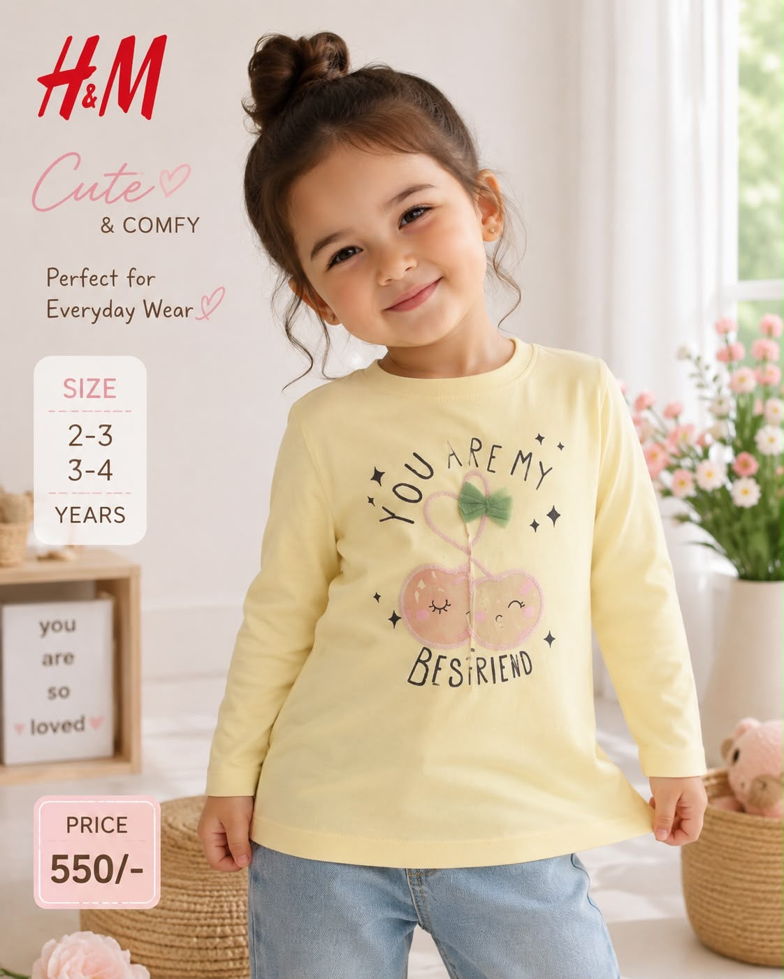 H&M Girls Cute Best Friend Printed Top