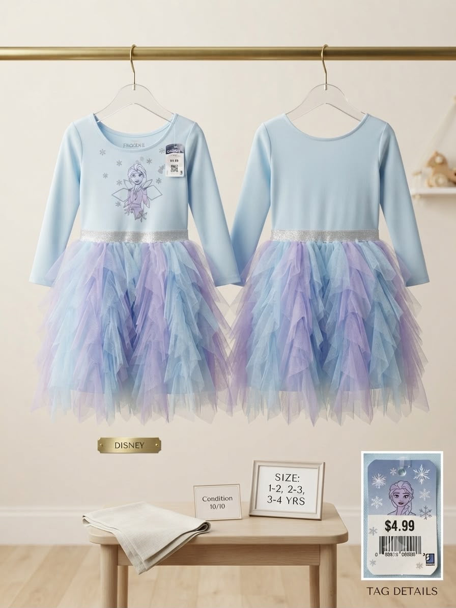 Disney Frozen Elsa Tulle Party Dress for Girls | Unused Tag | Size 1–4 Years