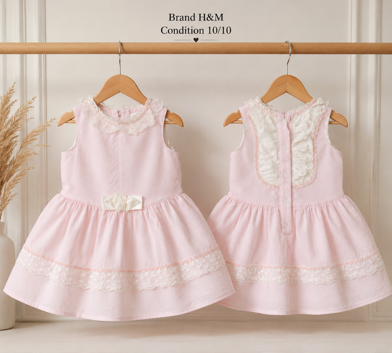 H&M Baby Girl Pink Party Dress | Elegant Sleeveless Frock | Condition 10/10