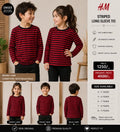 H&M Red & Black Striped Long Sleeve Tee – Unisex