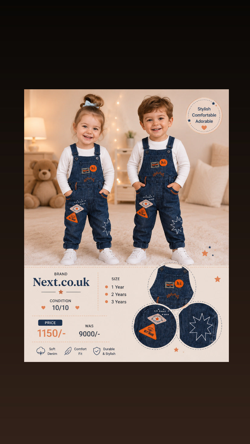 Next.co.uk Kids Denim Dungaree – Unisex