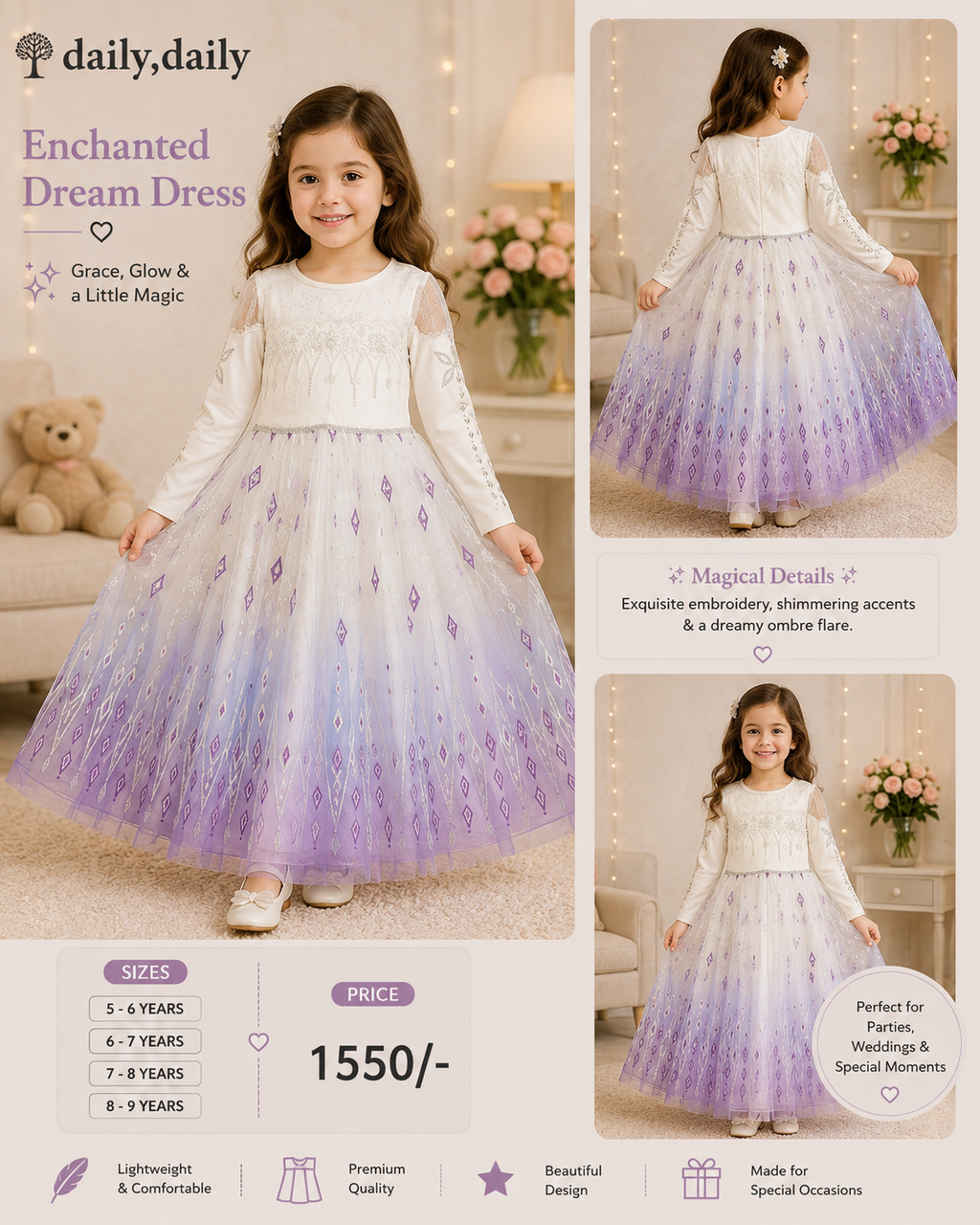 Daily Daily Enchanted Dream Ombre Party Dress for Girls