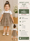 Merit Love Baby Girls Check Dress with White Inner Tee | Premium Thrift | 10/9 Condition