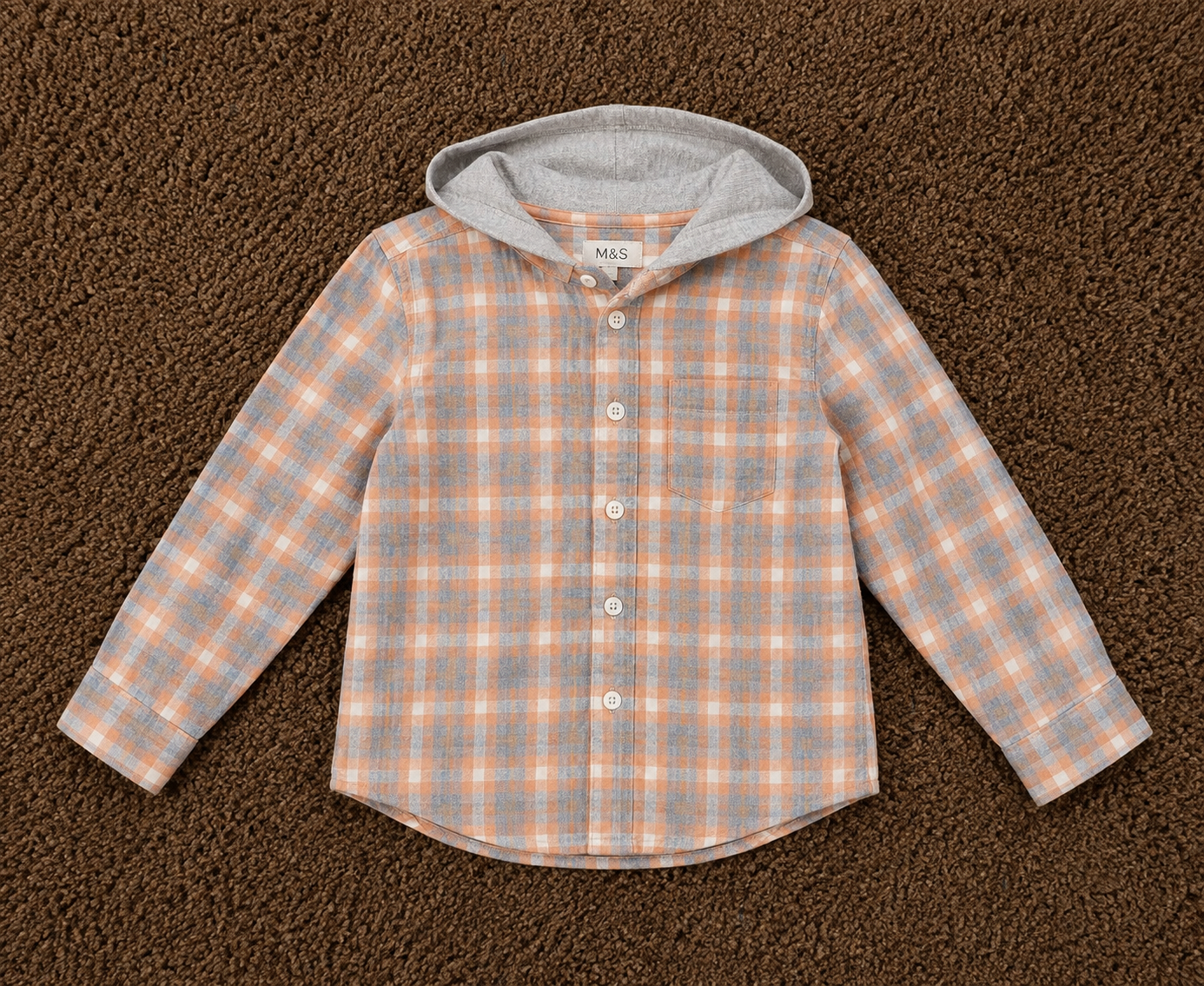 M&S Kids Unisex Hooded Check Shir