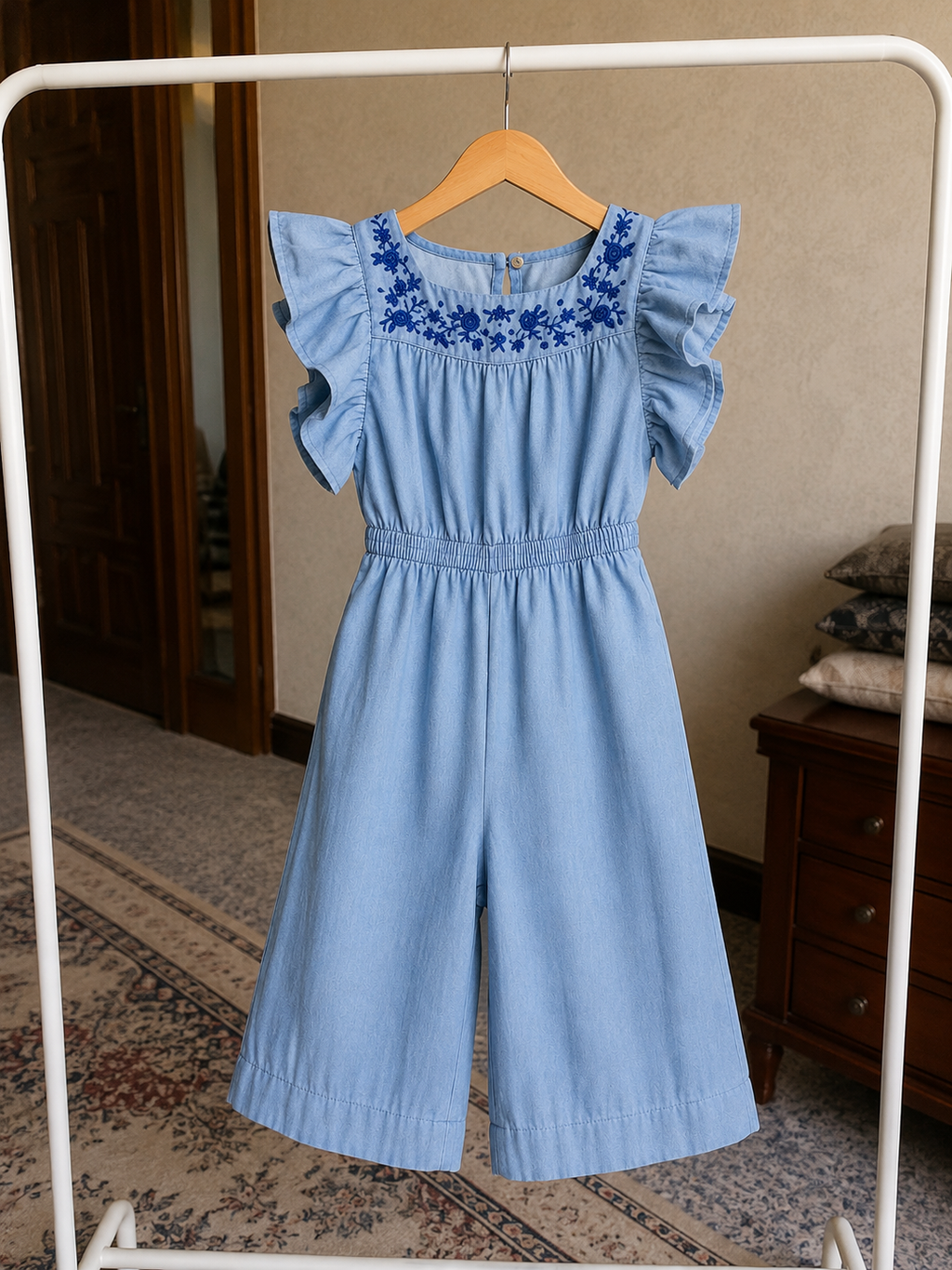 Minnie Minor Embroidered Blue Jumpsuit – 1 Year | Pre-Loved | Like New