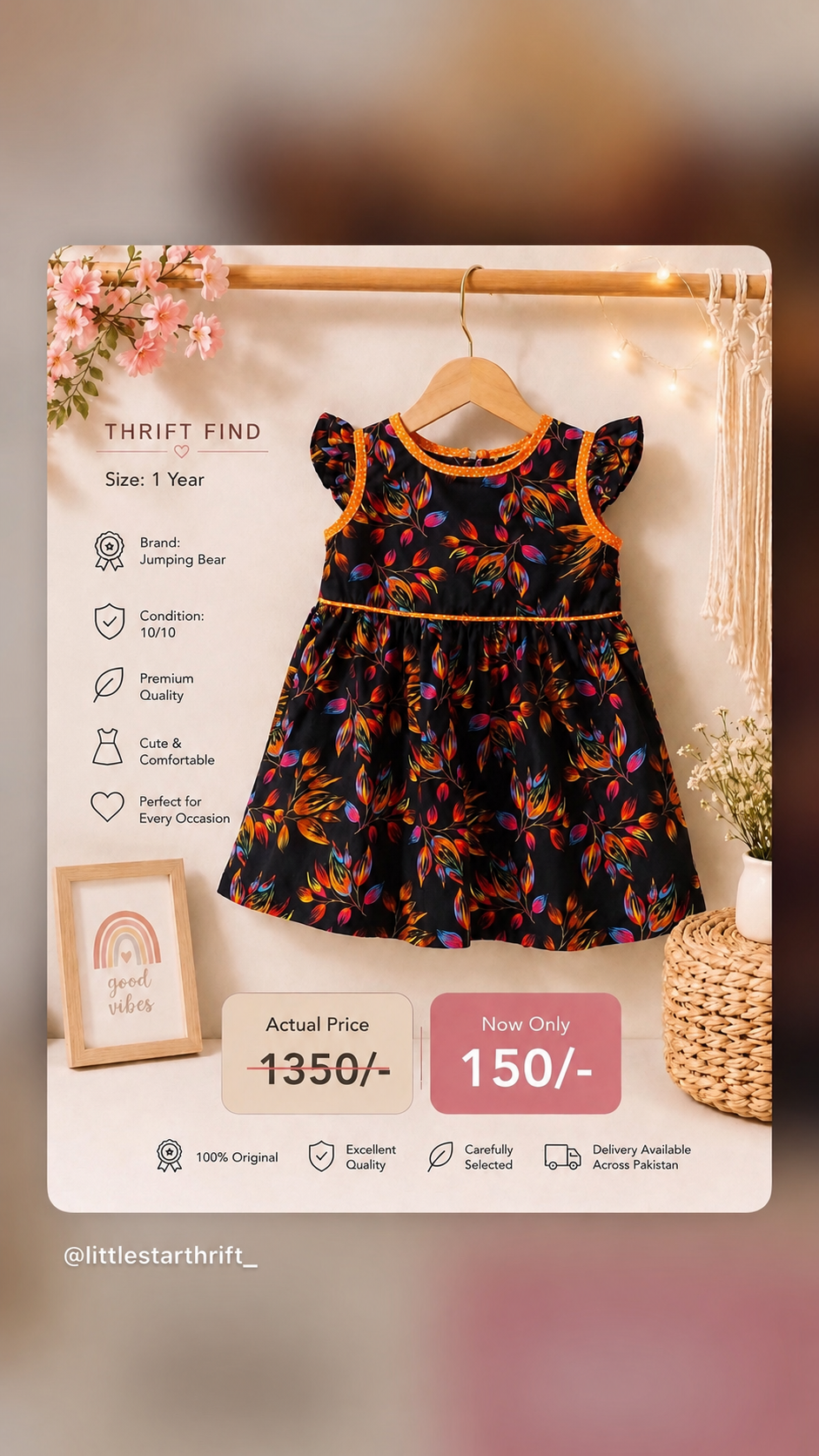 Black Baby Girl Frock – Stylish Preloved Dress | Excellent Condition