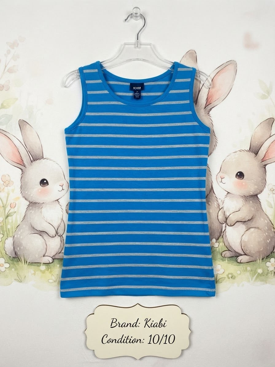 KIABI Boys Blue Striped Sleeveless Tank Top – Condition 10/10