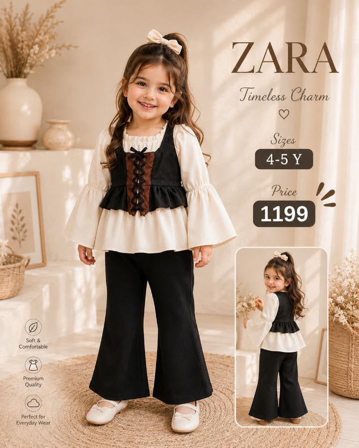 Zara Girls Black & White Flare Set
