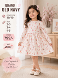 Old Navy Girls Ballerina Print Dress – Soft Cotton | 2–5 Years