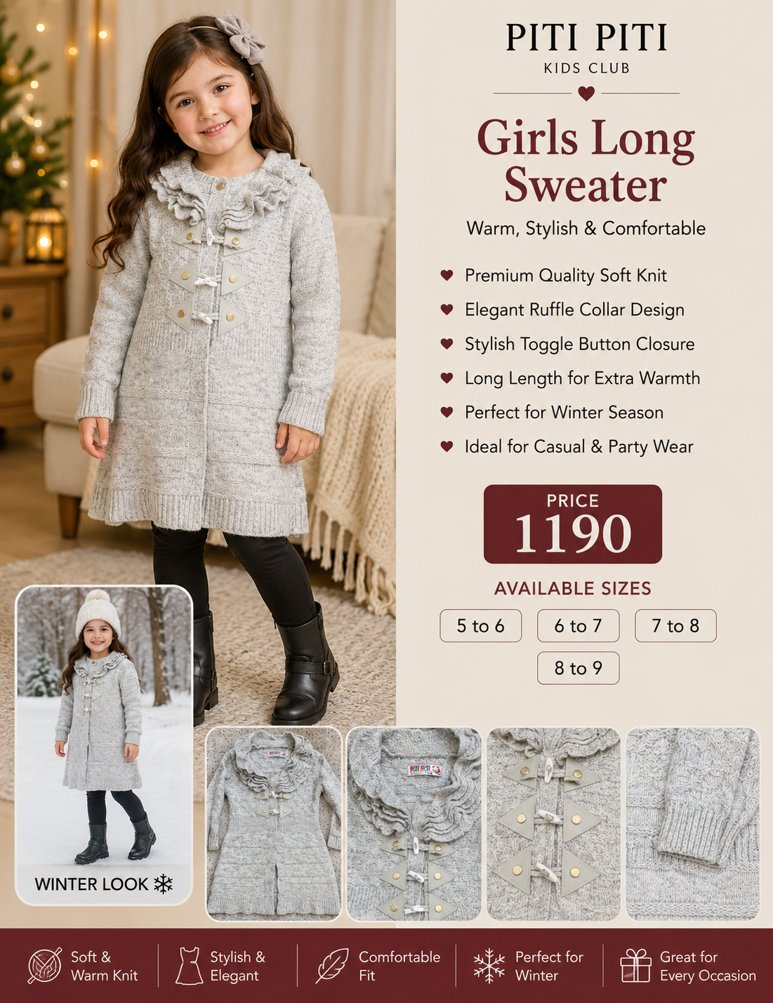 Girls Long Winter Sweater – Piti Piti