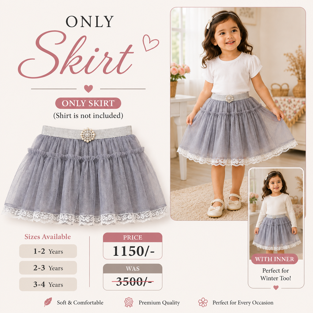 H&M Girls Grey Tulle Skirt – Only Skirt