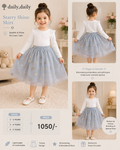 Girls’ Starry Shine Embroidered Tulle Skirt – Sky Blue
