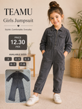 TEAMU Girls Denim Jumpsuit