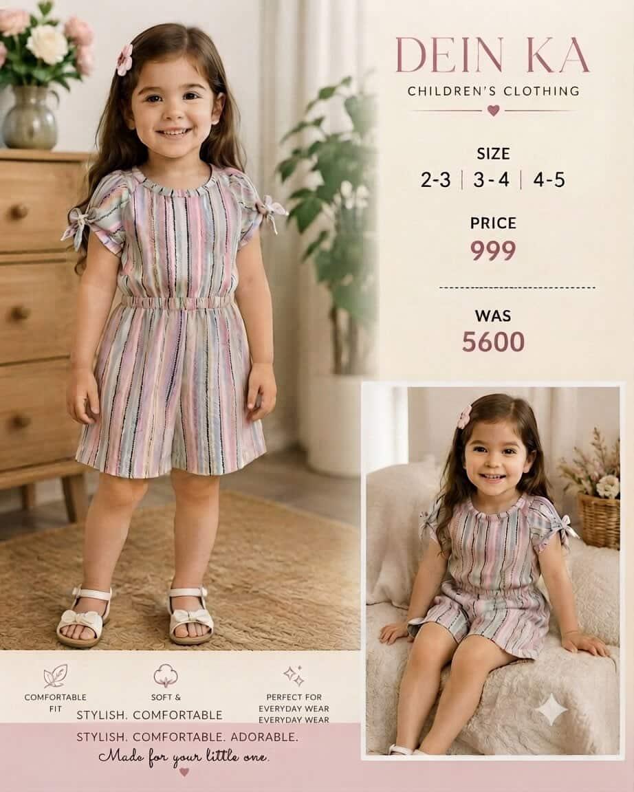 Girls Pastel Stripe Playsuit