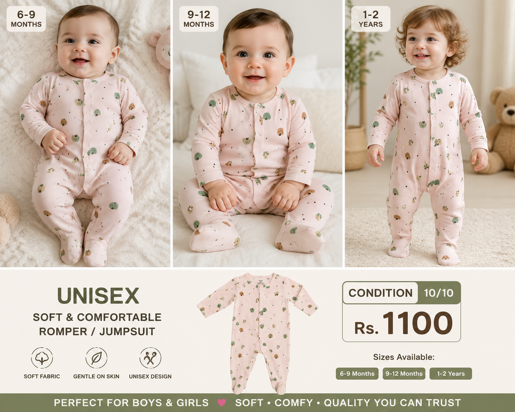 Unisex Soft & Comfortable Pink Printed Baby Romper / Jumpsuit