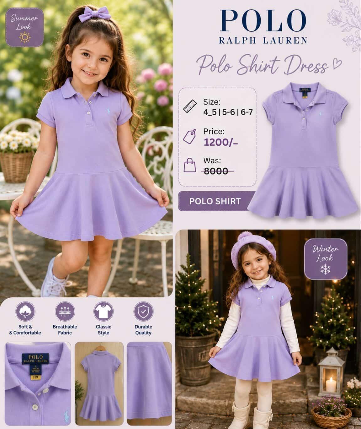 POLO Ralph Lauren Girls Classic Polo Shirt Dress