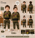 100% Original George Olive Camo Printed Unisex Tracksuit Set